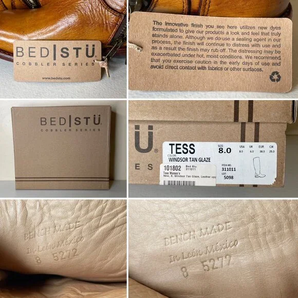 BED STU Tess Distressed Leather Riding Boots Size 8 - Picture 16 of 16